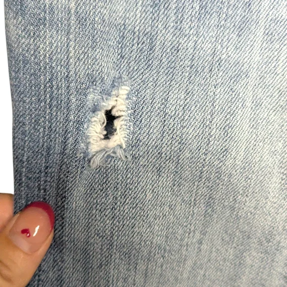 American Eagle Slim Boot Jeans Sz 10 Y2K Low Rise Stretch Distressed Light Wash - Picture 8 of 16